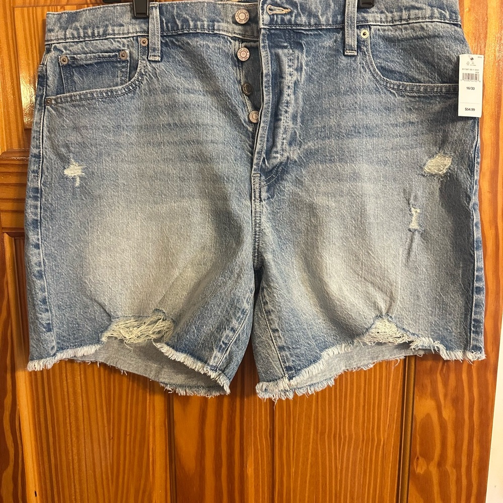 GAP Blue Jean Shorts Distressed Mid-Thigh